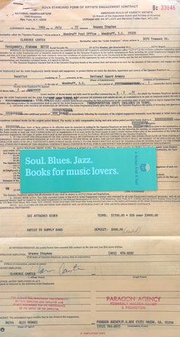 Clarence Carter - original 1972 performance contract (Woodruff, South Carolina).